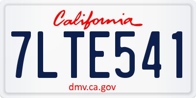 CA license plate 7LTE541