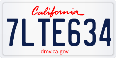 CA license plate 7LTE634