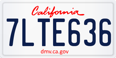 CA license plate 7LTE636