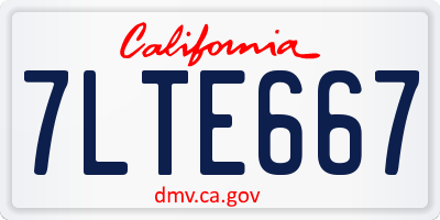 CA license plate 7LTE667