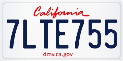 CA license plate 7LTE755