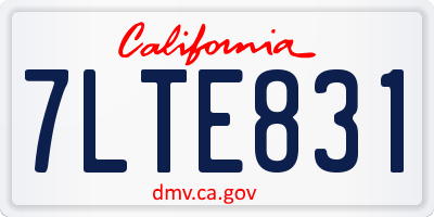 CA license plate 7LTE831