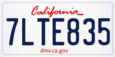 CA license plate 7LTE835