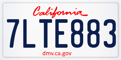 CA license plate 7LTE883