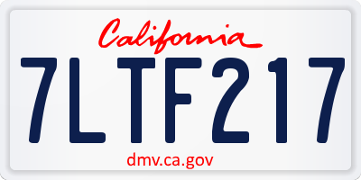 CA license plate 7LTF217