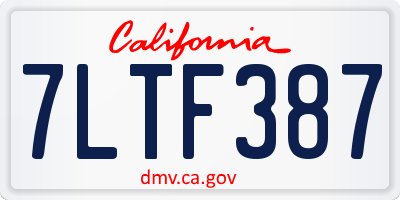 CA license plate 7LTF387