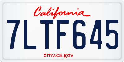 CA license plate 7LTF645