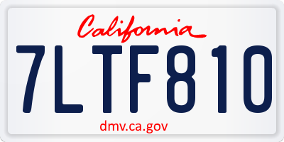 CA license plate 7LTF810