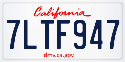 CA license plate 7LTF947