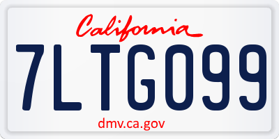 CA license plate 7LTG099
