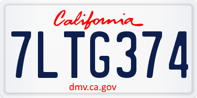 CA license plate 7LTG374