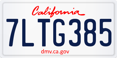 CA license plate 7LTG385