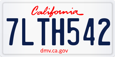 CA license plate 7LTH542