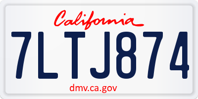 CA license plate 7LTJ874