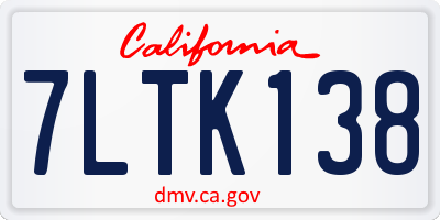CA license plate 7LTK138