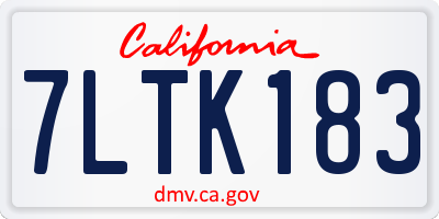 CA license plate 7LTK183