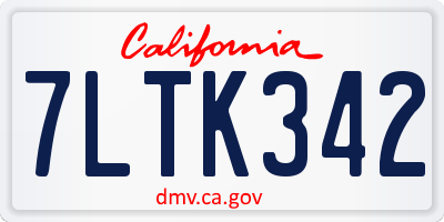 CA license plate 7LTK342