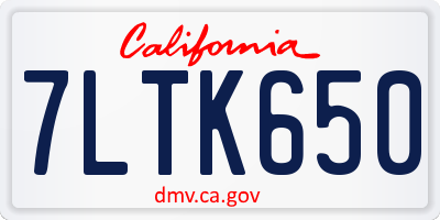 CA license plate 7LTK650