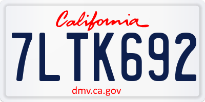 CA license plate 7LTK692