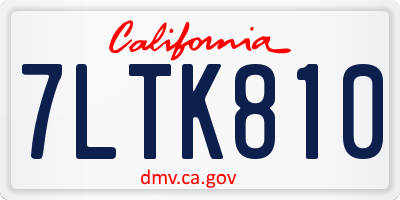 CA license plate 7LTK810