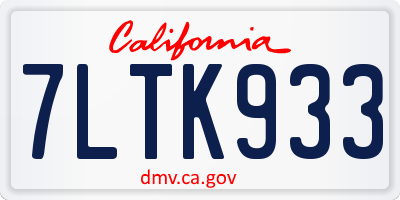 CA license plate 7LTK933
