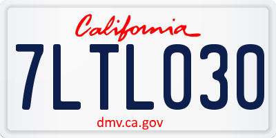 CA license plate 7LTL030