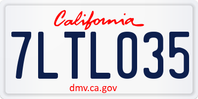 CA license plate 7LTL035