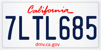 CA license plate 7LTL685