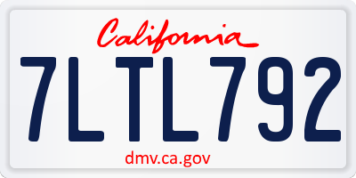 CA license plate 7LTL792