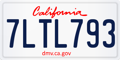 CA license plate 7LTL793