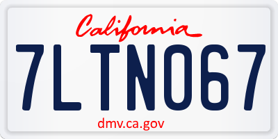 CA license plate 7LTN067
