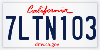 CA license plate 7LTN103
