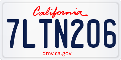 CA license plate 7LTN206