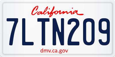 CA license plate 7LTN209