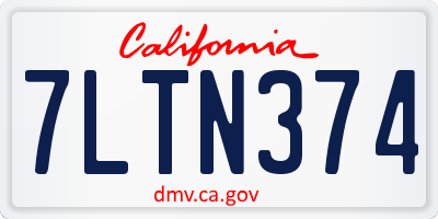 CA license plate 7LTN374