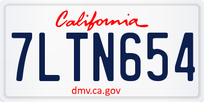 CA license plate 7LTN654