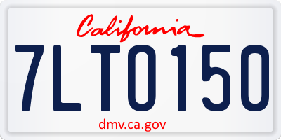 CA license plate 7LTO150