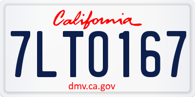 CA license plate 7LTO167