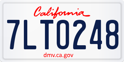 CA license plate 7LTO248