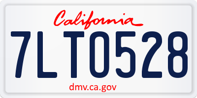 CA license plate 7LTO528