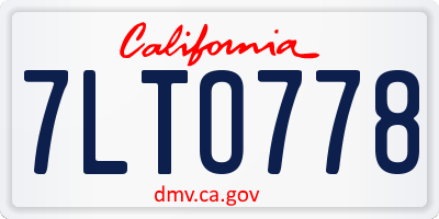 CA license plate 7LTO778
