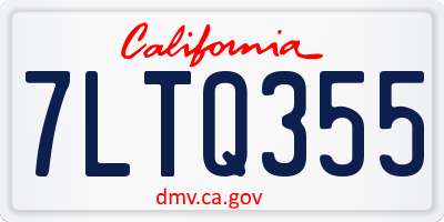 CA license plate 7LTQ355