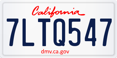 CA license plate 7LTQ547