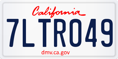 CA license plate 7LTR049
