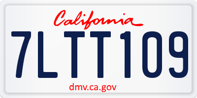 CA license plate 7LTT109