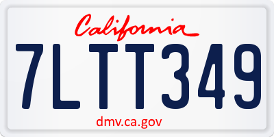 CA license plate 7LTT349