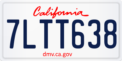 CA license plate 7LTT638