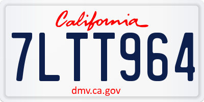 CA license plate 7LTT964