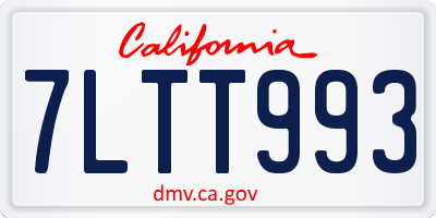 CA license plate 7LTT993