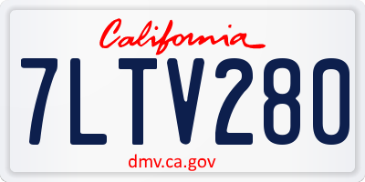 CA license plate 7LTV280